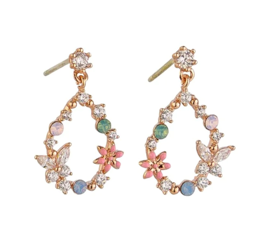 Majorelle Garden Drop Stud Earrings - Rose Gold