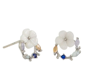Flower Garden Stud Earrings - Silver