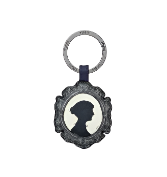 Leather Keyring - Jane Austen Silhouette - Navy