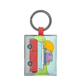 Leather Keyring - Happy Camping