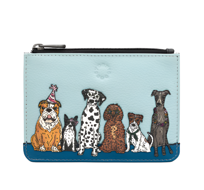 Zip Top Leather Purse - Party Dogs