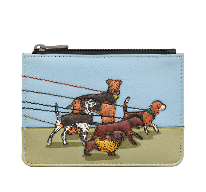 Zip Top Leather Purse - Dog Walk