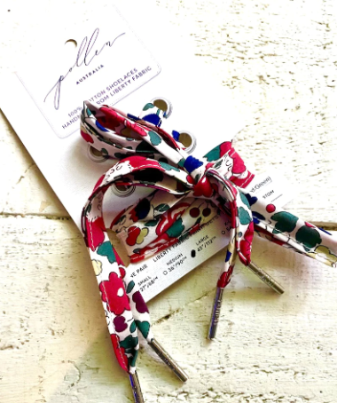 Liberty Print Shoelaces (L) - Betsy X Red & Green