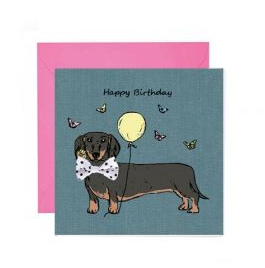 Happy Birthday Dachshund Bow Tie Card