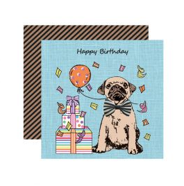 Happy Birthday Bow Tie Pug Card