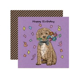 Happy Birthday Cavoodle & Flowers Card