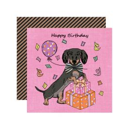 Happy Birthday Dachshund Balloon Card