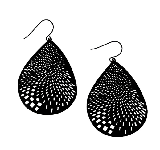 Tear Drop Web Earrings - Black
