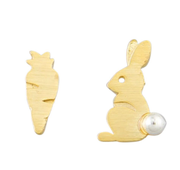 Peta Bunny & Carrot Stud Earrings - Gold