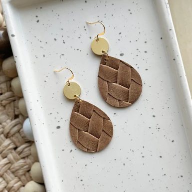Dew Drop Earrings - Tobacco Braid