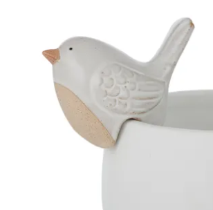 Bree Bird Cer Pot Hanger - White Ceramic