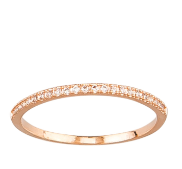 Half Crystal Band Ring - Rose Gold