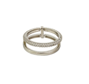 Silver Crystal Double Band Ring