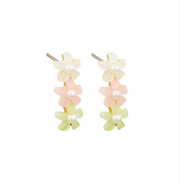 Trio Daisy Drop Earrings, Pastel - Gold