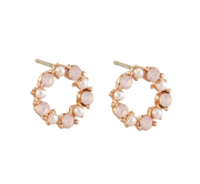 Halo Earrings, Rose Quartz - Rose Gold