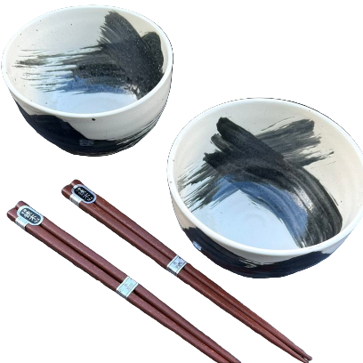 Bowl & Chopstick Set - Brush Stroke