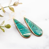 Teardrop Earrings - Turquoise Marble
