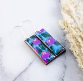 Rectangle Drop Earrings - Midcentury Blue & Purple Seedpod