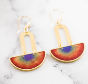 Brass Drop Earrings - Double Rainbow