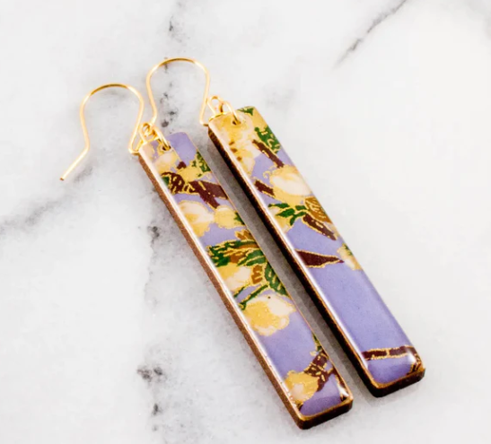 Bar Drop Earrings - Periwinkle Blossom