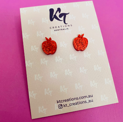 Apple Red Glitter Acrylic Earrings