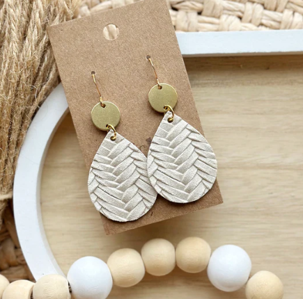 Dew Drop Earrings - Cream Braid