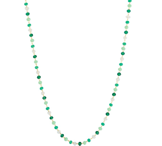 Green Tone Beaded Necklace - Gold