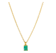 Green Crystal Pendant Necklace - Gold