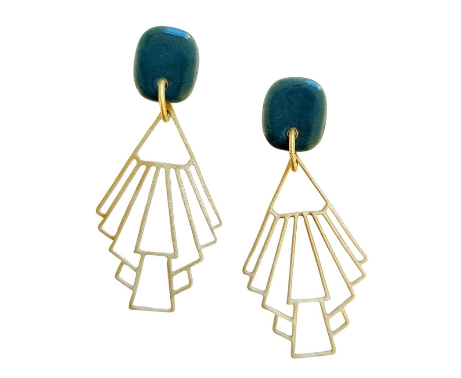 Claudette Ceramic Brass Earring