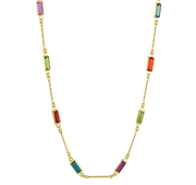 Bar Necklace,  Mixed Baguette Crystal - Gold