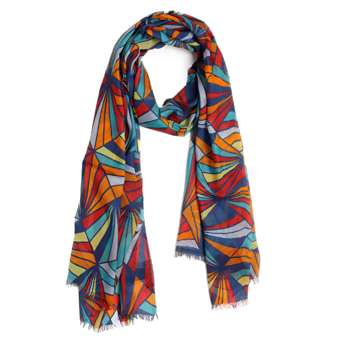 100% Silk Scarf - Geometric