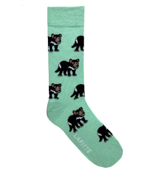LAFITTE Socks - Tasmanian Devil - Light Mint (W8-12, M6-11)