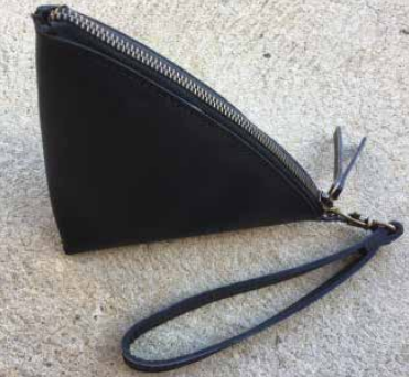 Pyramid Clutch Black Leather