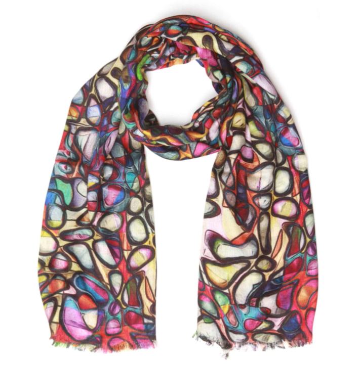 100% Cashmere Wool Scarf - Rainbow Pebbles