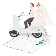 Scooter Couple Stand -Up Wedding Card