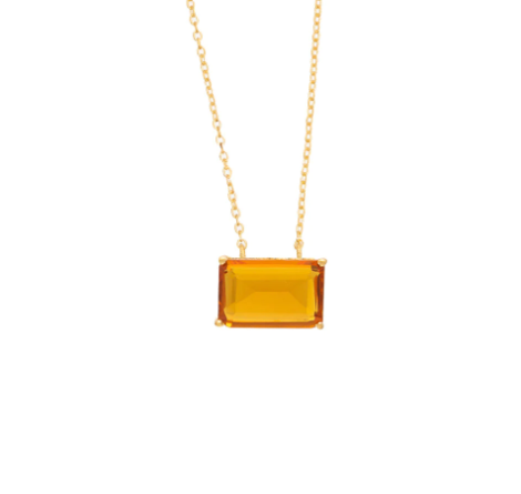 Citrine Glass Pendant Chain Necklace