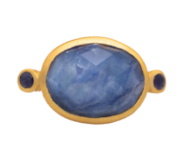 Banjara Gold Plate Ring With Simulated Sapphire