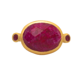 Banjara Gold Plate Ring With Simulated Ruby