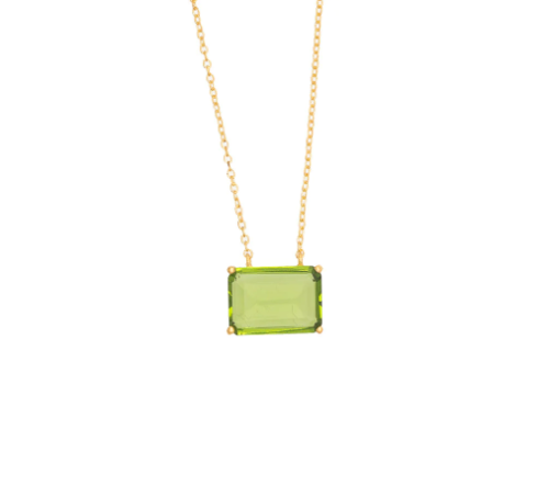 Peridot Glass Pendant Chain Necklace