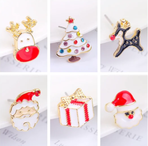 Alloy Stud Earrings - Christmas Collection