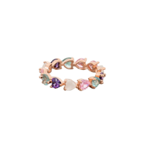 Mixed Crystal Hearts Ring - Rose Gold