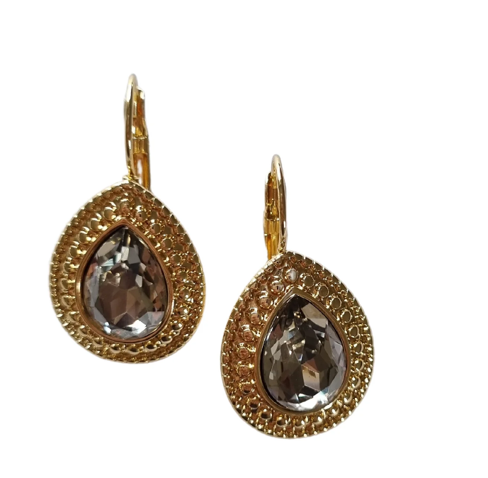 Leah Gold Teardrop Gem Earrings