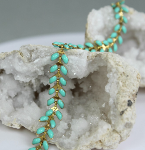 Chevron Chain Bracelet - Blue