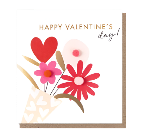 Valentines Bouquet With Hearts Card