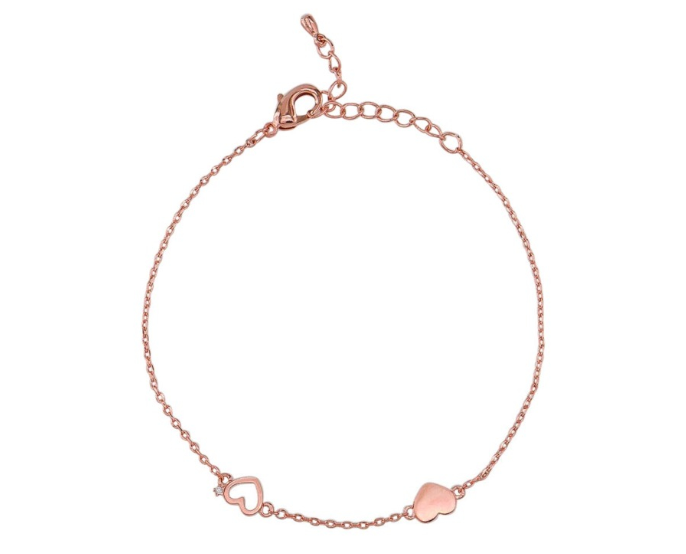 Double Heart Bracelet - Rose Gold