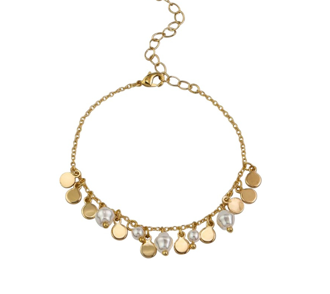 Gold Tinkle & Pearl Bracelet