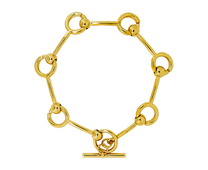 Gold Bar Circle Link Bracelet