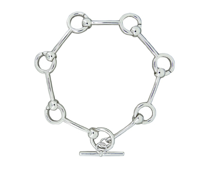 Silver Bar Circle Link Bracelet