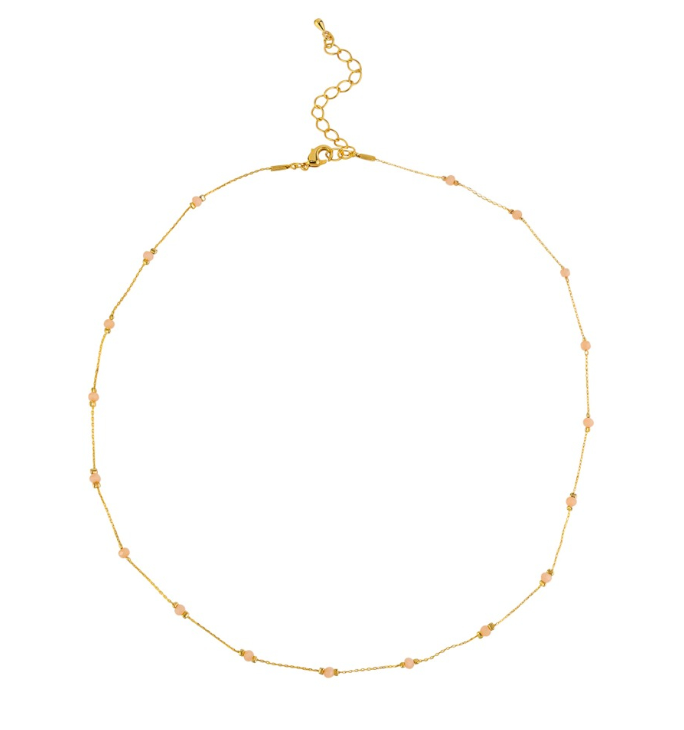 Rose Quartz Chain Necklace - Gold