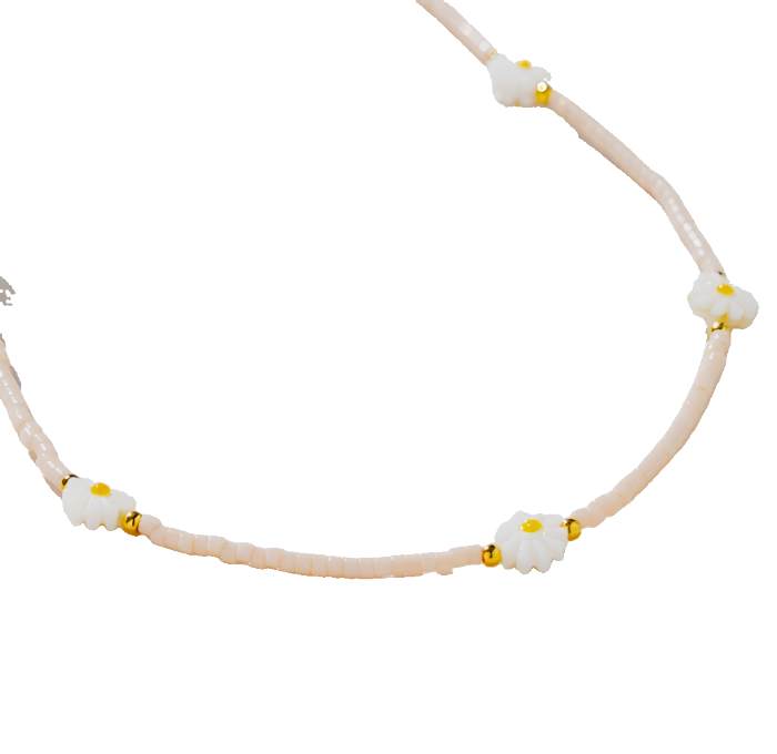 Seaside Daisy Necklace, Pink - Gold